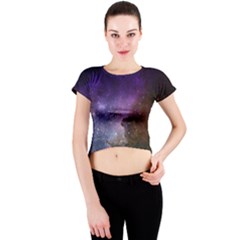 Carina Nebula Ngc 3372 The Grand Nebula Pink Purple And Blue With Shiny Stars Astronomy Crew Neck Crop Top by genx