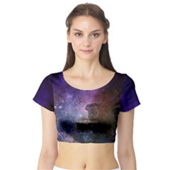 Carina Nebula Ngc 3372 The Grand Nebula Pink Purple And Blue With Shiny Stars Astronomy Short Sleeve Crop Top