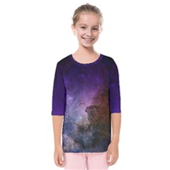 Carina Nebula Ngc 3372 The Grand Nebula Pink Purple And Blue With Shiny Stars Astronomy Kids  Quarter Sleeve Raglan Tee