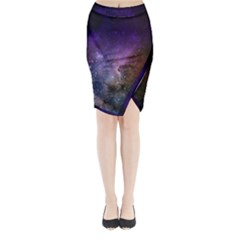 Carina Nebula Ngc 3372 The Grand Nebula Pink Purple And Blue With Shiny Stars Astronomy Midi Wrap Pencil Skirt
