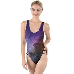 Carina Nebula Ngc 3372 The Grand Nebula Pink Purple And Blue With Shiny Stars Astronomy High Leg Strappy Swimsuit