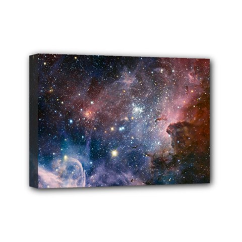 Carina Nebula Ngc 3372 The Grand Nebula Pink Purple And Blue With Shiny Stars Astronomy Mini Canvas 7  X 5  (stretched) by genx