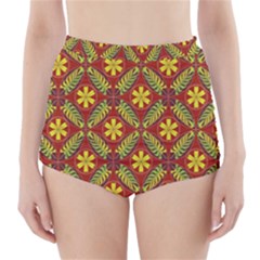 Abstract Floral Pattern Background High-waisted Bikini Bottoms
