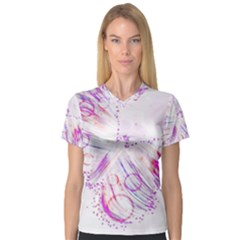 Colorful Butterfly Purple V-neck Sport Mesh Tee