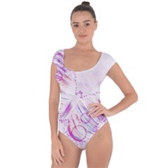 Colorful Butterfly Purple Short Sleeve Leotard 