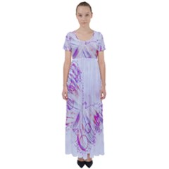 Colorful Butterfly Purple High Waist Short Sleeve Maxi Dress by Mariart