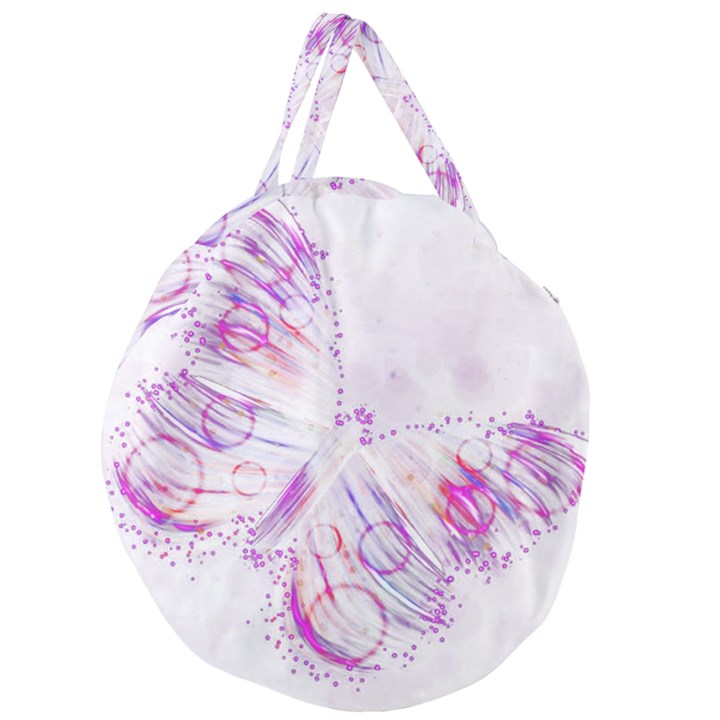 Colorful Butterfly Purple Giant Round Zipper Tote