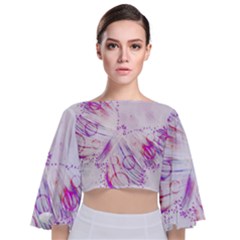 Colorful Butterfly Purple Tie Back Butterfly Sleeve Chiffon Top by Mariart