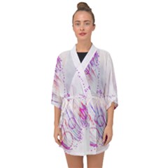 Colorful Butterfly Purple Half Sleeve Chiffon Kimono