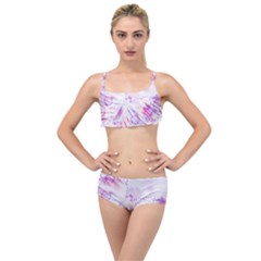 Colorful Butterfly Purple Layered Top Bikini Set