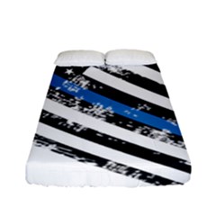 Usa Flag The Thin Blue Line I Back The Blue Usa Flag Grunge On White Background Fitted Sheet (full/ Double Size) by snek