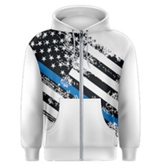 Usa Flag The Thin Blue Line I Back The Blue Usa Flag Grunge On White Background Men s Zipper Hoodie by snek