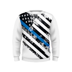 Usa Flag The Thin Blue Line I Back The Blue Usa Flag Grunge On White Background Kids  Sweatshirt by snek