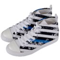 USA Flag The thin blue line I back the blue USA Flag Grunge on white background Women s Mid-Top Canvas Sneakers View2