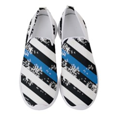 Usa Flag The Thin Blue Line I Back The Blue Usa Flag Grunge On White Background Women s Slip On Sneakers by snek