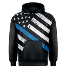 Usa Flag The Thin Blue Line I Back The Blue Usa Flag Grunge On Black Background Men s Pullover Hoodie by snek