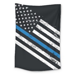 Usa Flag The Thin Blue Line I Back The Blue Usa Flag Grunge On Black Background Large Tapestry by snek