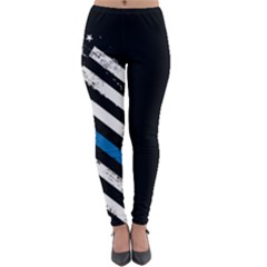 Usa Flag The Thin Blue Line I Back The Blue Usa Flag Grunge On Black Background Lightweight Velour Leggings by snek