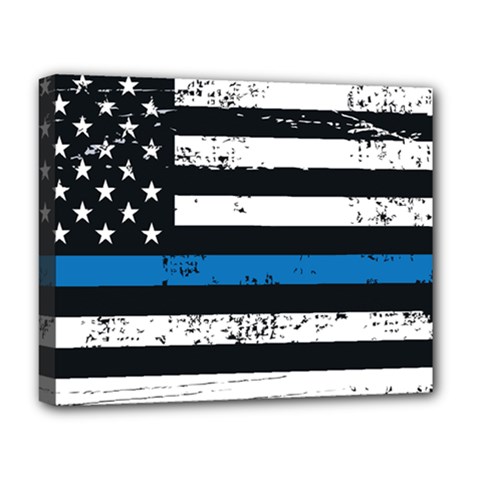 I Back The Blue The Thin Blue Line With Grunge Us Flag Deluxe Canvas 20  X 16  (stretched) by snek