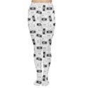 Tape Cassette 80s Retro GenX Pattern black and White Tights View1