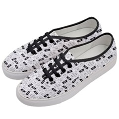 Tape Cassette 80s Retro Genx Pattern Black And White Women s Classic Low Top Sneakers by genx