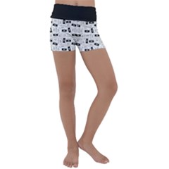 Tape Cassette 80s Retro Genx Pattern Black And White Kids  Lightweight Velour Yoga Shorts by genx