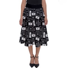 Tape Cassette 80s Retro Genx Pattern Black And White Perfect Length Midi Skirt by genx