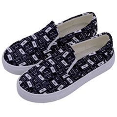 Tape Cassette 80s Retro Genx Pattern Black And White Kids  Canvas Slip Ons by genx