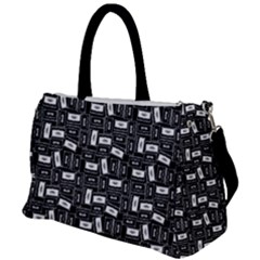 Tape Cassette 80s Retro Genx Pattern Black And White Duffel Travel Bag by genx