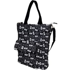 Tape Cassette 80s Retro Genx Pattern Black And White Shoulder Tote Bag by genx