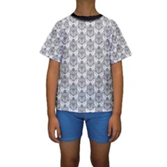 Scarab Pattern Egyptian Mythology Black And White Kids  Short Sleeve Swimwear by genx