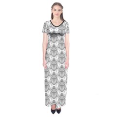 Scarab Pattern Egyptian Mythology Black And White Short Sleeve Maxi Dress by genx