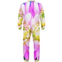 Pretty Pink, White And Yellow Cactus Dahlia Macro OnePiece Jumpsuit (Men)  View2