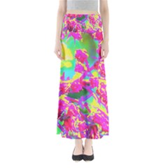 Psychedelic Succulent Sedum Turquoise And Yellow Full Length Maxi Skirt by myrubiogarden