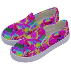 Psychedelic Succulent Sedum Turquoise And Yellow Kids  Canvas Slip Ons