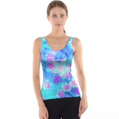 Blue And Hot Pink Succulent Underwater Sedum Tank Top