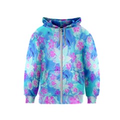 Blue And Hot Pink Succulent Underwater Sedum Kids  Zipper Hoodie by myrubiogarden