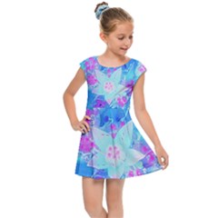 Blue And Hot Pink Succulent Underwater Sedum Kids Cap Sleeve Dress by myrubiogarden