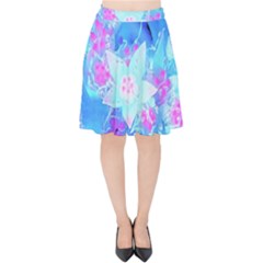 Blue And Hot Pink Succulent Underwater Sedum Velvet High Waist Skirt