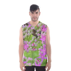 Hot Pink Succulent Sedum With Fleshy Green Leaves Men s Basketball Tank Top by myrubiogarden