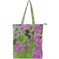Hot Pink Succulent Sedum With Fleshy Green Leaves Double Zip Up Tote Bag by myrubiogarden