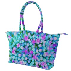 Blue And Hot Pink Succulent Sedum Flowers Detail Canvas Shoulder Bag by myrubiogarden