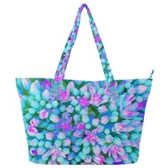 Blue And Hot Pink Succulent Sedum Flowers Detail Full Print Shoulder Bag by myrubiogarden