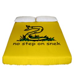 No Step On Snek Gadsden Flag Meme Parody Fitted Sheet (queen Size) by snek