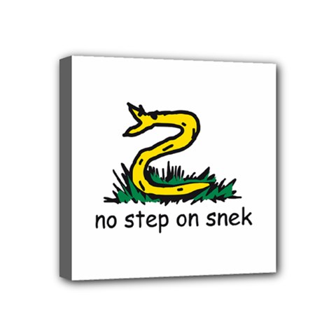 No Step On Snek Gadsden Flag Meme Parody On White Background Mini Canvas 4  X 4  (stretched) by snek