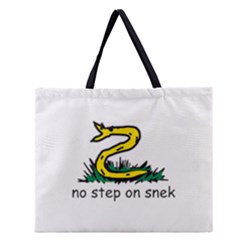 No Step On Snek Gadsden Flag Meme Parody Zipper Large Tote Bag by snek