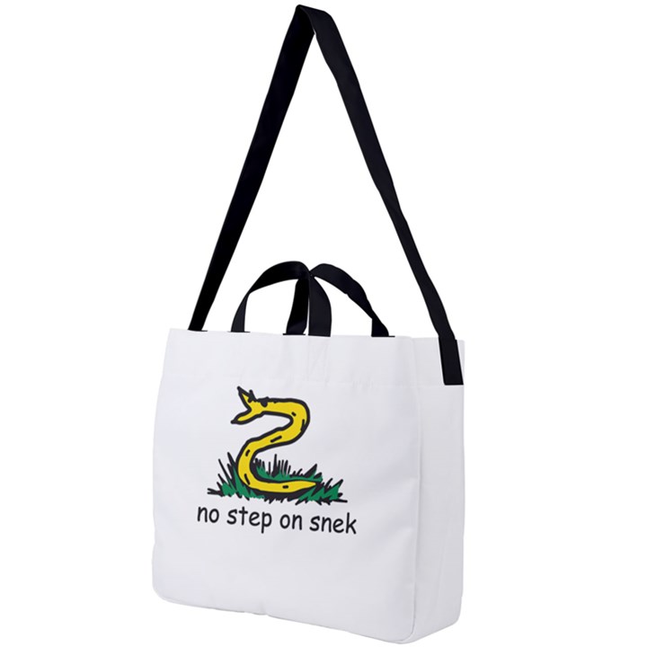 No Step On Snek Gadsden Flag Meme Parody Square Shoulder Tote Bag