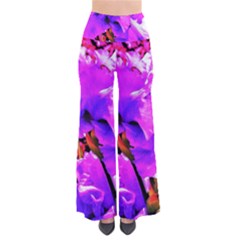 Abstract Ultra Violet Purple Iris On Red And Pink So Vintage Palazzo Pants by myrubiogarden
