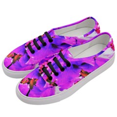 Abstract Ultra Violet Purple Iris On Red And Pink Women s Classic Low Top Sneakers by myrubiogarden