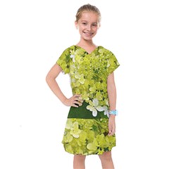 Elegant Chartreuse Green Limelight Hydrangea Macro Kids  Drop Waist Dress by myrubiogarden
